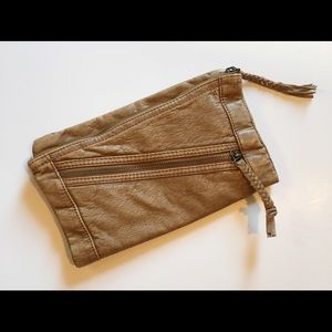 Converse tan clutch